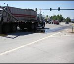 The oil spill was quickly tracked down the street The oil spill was quickly tracked down the street