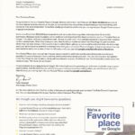 We're a Favorite Place on Google letter